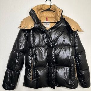 Moncler Black and Tan Women's Puffer Jacket
